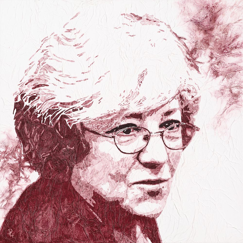 Portrait of The Hon. Dr. Carmen Lawrence AO, painted in Galaxy Pink