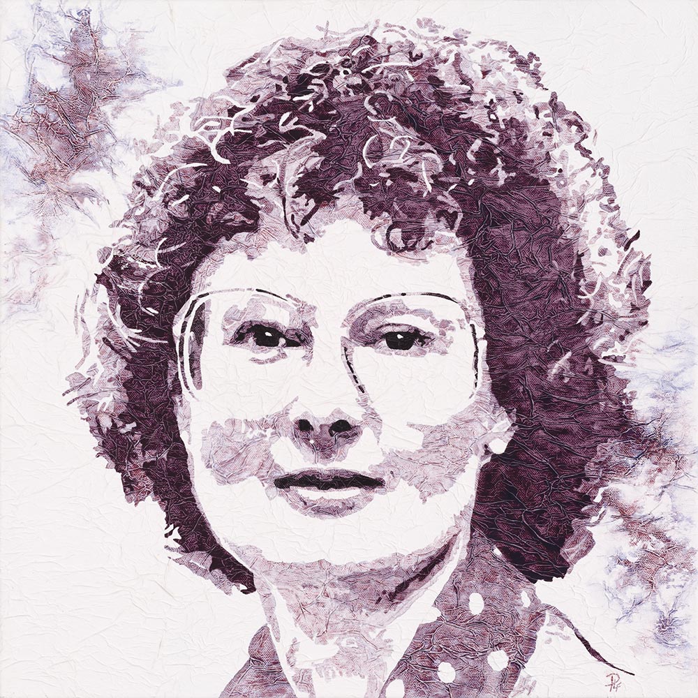 Portrait of Janine Haines AM, painted in Tundra Pink