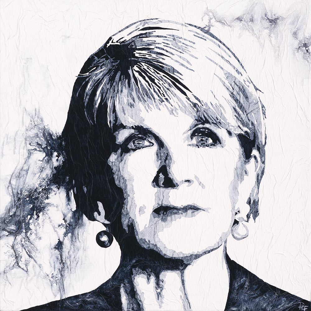 Portrait of The Hon. Julie Bishop, painted in Sodalite Genuine